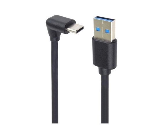 PremiumCord Kabel USB typ C/M zahnutý konektor 90° - USB 3.0 A/M, 1m
