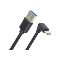 PremiumCord Kabel USB typ C/M zahnutý konektor 90° - USB 3.0 A/M, 1m