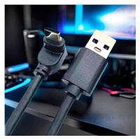 PremiumCord Kabel USB typ C/M zahnutý konektor 90° - USB 3.0 A/M, 1m