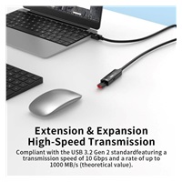 PremiumCord USB-C 3.2 Gen 2 repeater a prodlužovací kabel Male-Female, 10Gbps Aluminium 10m