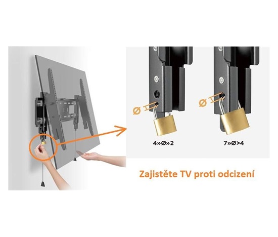 Uzamykatelný držák TV Fiber Mounts Certeza