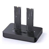 GEMBIRD dokovací stanice pro stolní počítače DD2-U3M2, USB-C, 2x M.2 SATA, NVMe SSD, černá