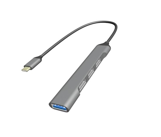 GEMBIRD hub, 4-port USB 3.2 (Gen 1), Type-C, stříbrná