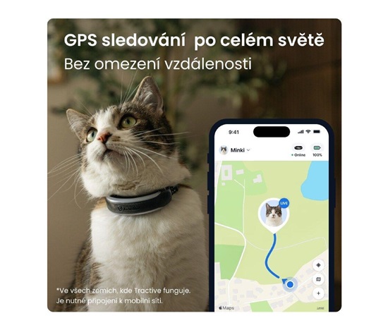 Tractive CAT 6 Mini – Smart Cat GPS Tracker & Health Monitor with integrated collar – Black