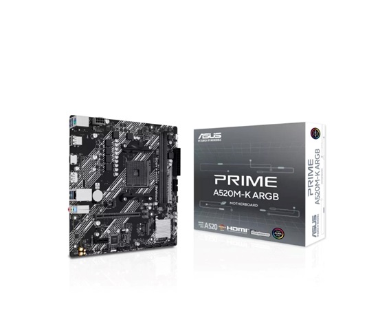 ASUS MB Sc AM4 PRIME A520M-K ARGB, AMD A520, 2xDDR4, 1xHDMI, 1xD-Sub, mATX
