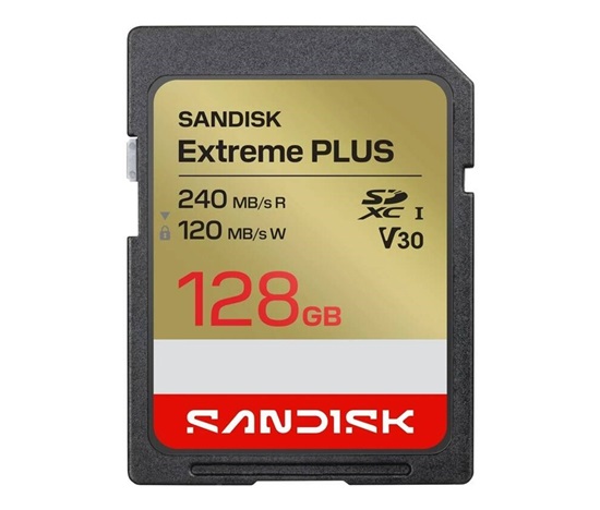 SanDisk SDXC karta 128GB Extreme PLUS (R240/W MB/s Class 10, UHS-I U3 V30)
