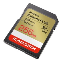 SanDisk SDXC karta 256GB Extreme PLUS (R240/W160 MB/s Class 10, UHS-I U3 V30)