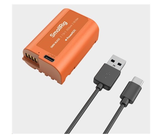 SmallRig 4979 Camera Battery USB-C Rechargeable DMW-BLK22 Orange