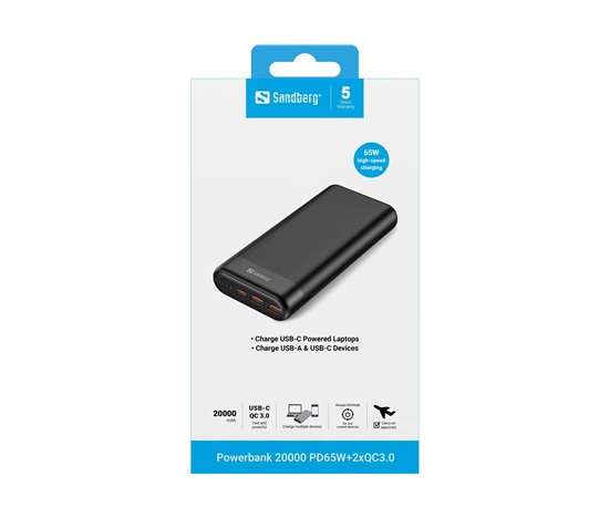 Sandberg Powerbank 20000 PD65W+2xQC3.0