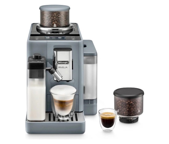 BAZAR - DeLonghi Rivelia EXAM440.55.G, automatický kávovar šedý, LatteCrema, Bean Switch, Bean Adapt, 16 nápojů - Poškoz