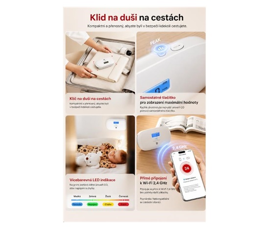 X-Sense XC0C-iR Wi-fi detektor oxidu uhelnatého s vyměnitelnou baterií