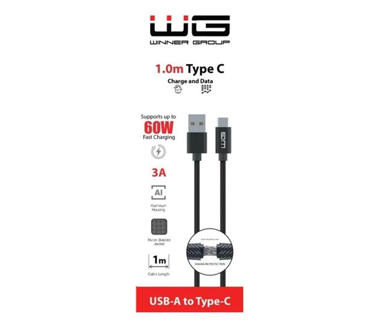 WG - Datový kabel Type-C na USB-A, 1 metr, černá
