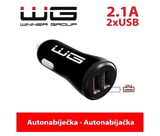 WG - Autonabíječka 2x USB-A, 5 V, 2.1 A, černá