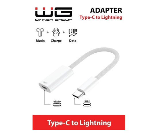 WG - Adaptér USB-C (male) na Lightning (female), bílá
