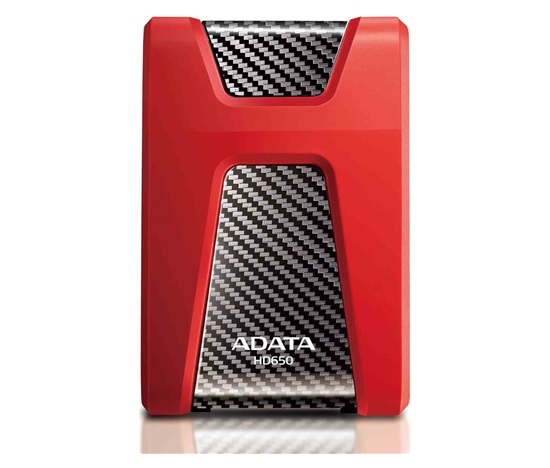 BAZAR - ADATA Externí HDD 1TB USB 3.1 DashDrive Durable HD650, červený (gumový, nárazu odolný) - Poškozený obal (Komplet