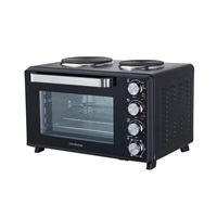 ORAVA Elektra X48 elektrická trouba s dvouplotýnkou 48 l černá, 2600 W, otočný rožeň, litinové plotýnky