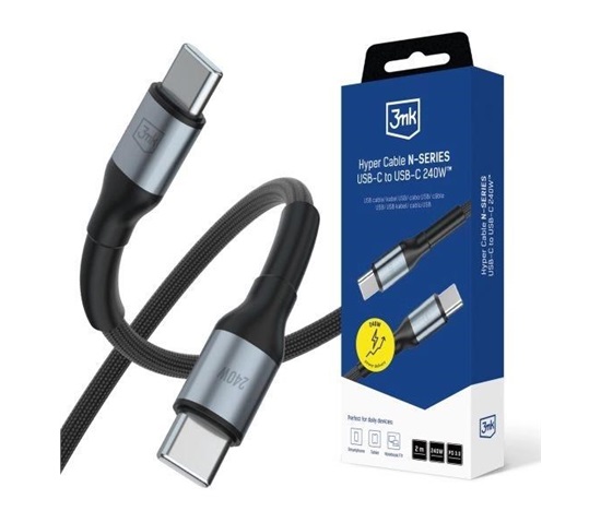 BAZAR - 3mk kabel Hyper Cable N-SERIES C to C 2m 48V/5A 240W Black - Poškozený obal (Komplet)