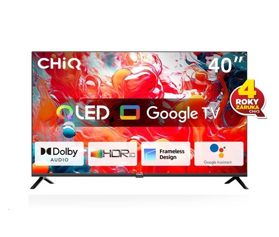 BAZAR - CHiQ L40QH7G TV 40", QLED, Full HD, Google TV, Frameless, Dolby Audio, dbx-tv, HDR 10 - Poškozený obal (Komplet)