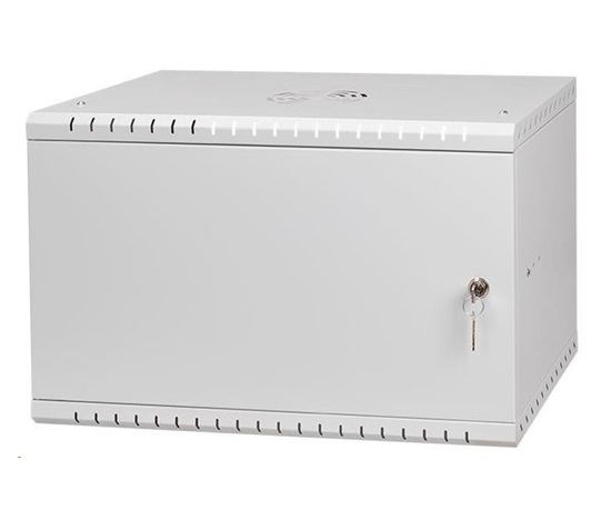 LEXI-Net 19" nástěnný rozvaděč Basic 6U 520x350, plechové dveře, bez zad, rozložený, šedý