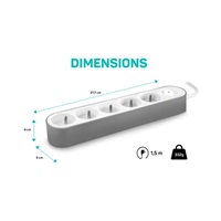 CONNECT IT prodlužovací kabel PowerRex3 , 5 zásuvek, 1,5m, s vypínačem (bíla)