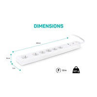CONNECT IT prodlužovací kabel s přepěťovou ochranou ,6 zásuvek, 1,5 m (bíla)