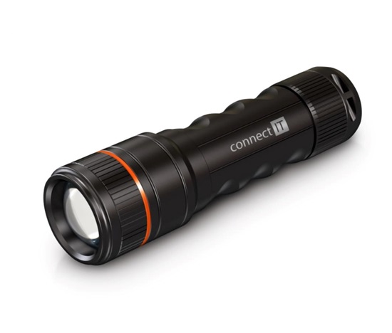 CONNECT IT GLEAM 500 LED ruční svítilna 4x AAA, ČERNÁ