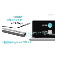 i-tec USB-C/USB-A Metal HUB 6 port (3x USB-C, 3x USB-A), LAN, Power Delivery 85W