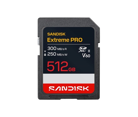 SanDisk SDXC karta 512GB Extreme PRO (R:300/W:250 MB/s, Class 10, UHS-II, V60)