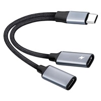PremiumCord USB-C redukce 2-in-1 pro audio sluchátka a současné nabíjení 12,5cm