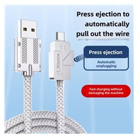 PremiumCord USB-C kabel s tlačítkem pro odpojení USB-C jednou rukou, rychlé nabíjení 6A, bavlněný oplet 2m