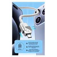 PremiumCord USB-C kabel s tlačítkem pro odpojení USB-C jednou rukou, rychlé nabíjení 6A, bavlněný oplet 2m