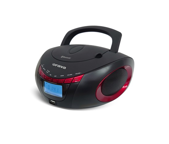 Orava RCD-813 R Přenosný CD/USB přehrávač s rádiem a Bluetooth, červeno-černý