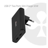 Club3D cestovní nabíječka 65W GAN Technologie, 2 porty (2xUSB-C), PPS, PD 3.1