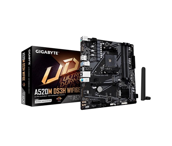 GIGABYTE MB Sc AM4 A520M DS3H WF6E, AMD A520, 4xDDR4, WiFi, 1xDP, 1xHDMI, mATX