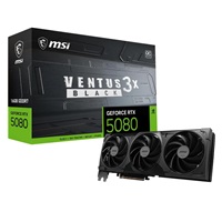 MSI VGA NVIDIA GeForce RTX 5080 16G VENTUS 3X OC BLACK, RTX 5080, 16GB GDDR7, 3xDP, 1xHDMI