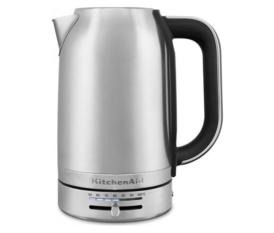 KitchenAid 5KEK1701ESX rychlovarná konvice stříbrná, 1,7 l, 2400 W, regulace teploty 50-100 °C, Keep Warm, nerezová