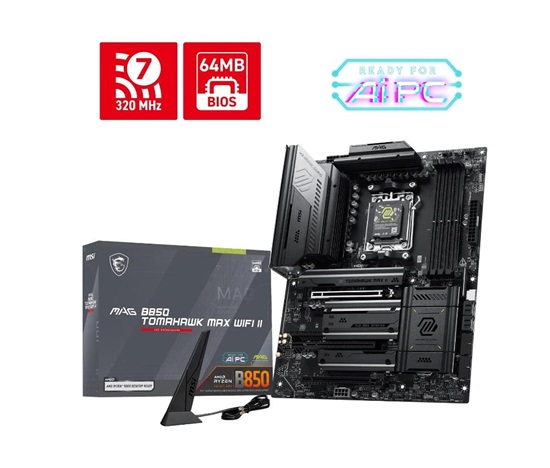 MSI MB Sc AM5 MAG B850 TOMAHAWK MAX WIFI II, AMD B850, 4xDDR5, 1xHDMI, WiFi, ATX