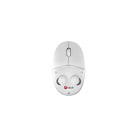 C-TECH myš s TWS sluchátky Dual mode WLM-21, bezdrátová, BT5.0 + 2,4GHz, 1600DPI, 3 tlačítka, USB nano receiver, bílá