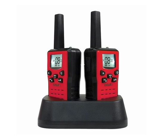 EVOLVEO FreeTalk 2W, PMR vysílačka s výkonem 0,5 a 2W, červenočerná