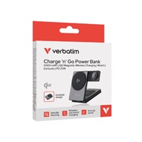 VERBATIM Powerbanka Charge 'n' Go Qi2, Magnetická, 10000 mAh, USB-C, Šedá
