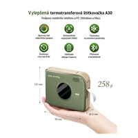 Phomemo Tiskárna štítků A30, zelená + stuha pro tisk (14mm x 3,6 m)