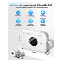 Phomemo Tiskárna štítků A30, bílá + stuha pro tisk (14mm x 3,6 m)