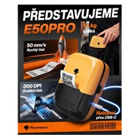 Phomemo Tiskárna štítků E50 Pro, oranžová + role štítků 230 ks (50x30 mm)