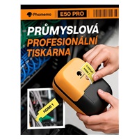 Phomemo Tiskárna štítků E50 Pro, oranžová + role štítků 230 ks (50x30 mm)