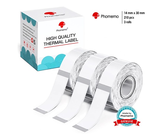 Phomemo průhledné štítky 3 role - 14x30mm 210ks pro D30
