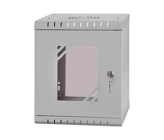 BAZAR - LEXI-Net 10" nástěnný rozvaděč Basic 6U 292x300, skleněné dveře, bez zad, rozložený, šedý - rozbaleno