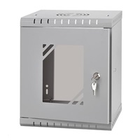 BAZAR - LEXI-Net 10" nástěnný rozvaděč Basic 6U 292x300, skleněné dveře, bez zad, rozložený, šedý - rozbaleno