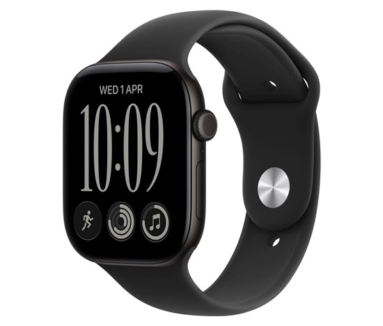 Apple Watch Series 12 GPS 46mm Black Aluminium Case with Black Sport Band - M/L
