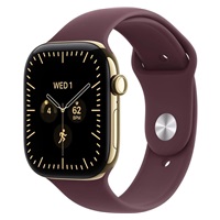 Apple Watch Series 12 GPS + Cellular 42mm Radiant Gold Titanium Case with Burgundy Sport Band - S/M