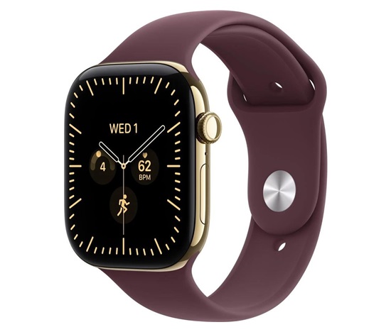 Apple Watch Series 12 GPS + Cellular 42mm Radiant Gold Titanium Case with Burgundy Sport Band - S/M